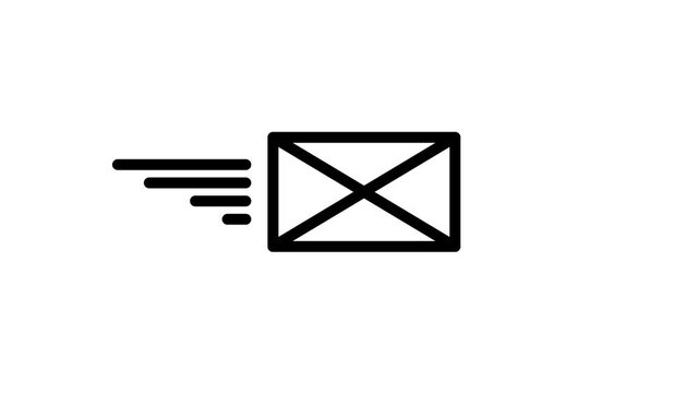 Animated fast email delivery line icon on white background