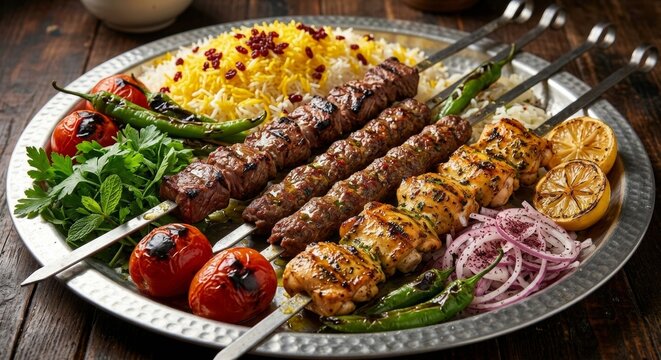 Authentic mediterranean grilled fish and seafood feast