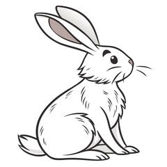 Cute white rabbit sitting profile view illustration © Arif