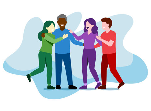 Friendship Day celebration, young people hugging