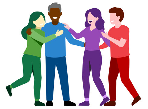 Friendship Day celebration, young people hugging