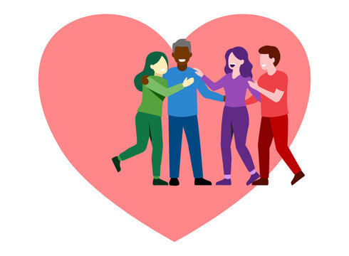 Friendship Day celebration, young people hugging