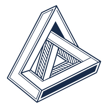 Impossible triangle optical illusion geometric shape