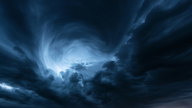 Dramatic Storm Clouds Swirling into Dark Hurricane Vortex