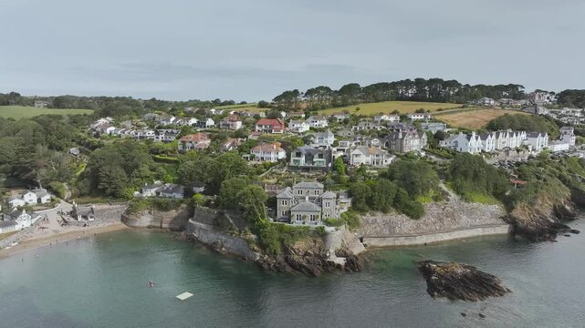 Fowey from a drone, River Fowey, Cornwall, England