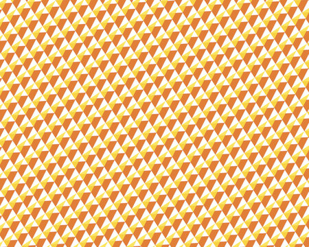Geometric seamless pattern with repeating orange yellow and white triangular shapes texture background
