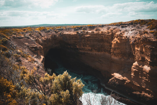 The Loch Ard Gorge Lookout is located within the Port Campbell National Park along Australia's iconic Great Ocean Road. It offers stunning views of dramatic limestone cliffs and a turquoise lagoon.