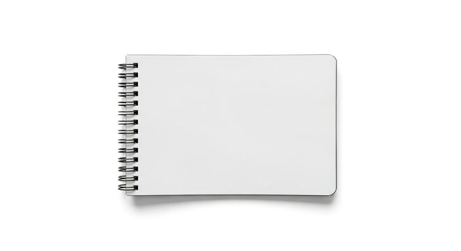 Blank Spiral Bound Notebook Open Flat on White Background