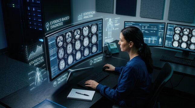 Futuristic Medical Analysis Of Brain Scans In Advanced Technology Lab
