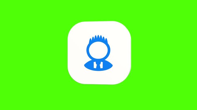 3D animated main user profile avatar icon on a white rounded card with a green screen background. Smooth loop motion, perfect for user account UI, app profile, and video editing. 