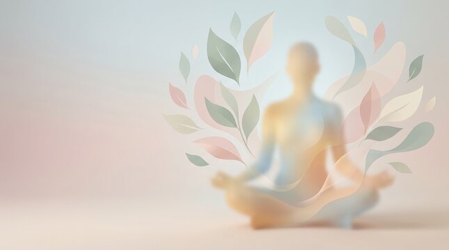 Human silhouette made of soft glowing light, Mental health awareness concept