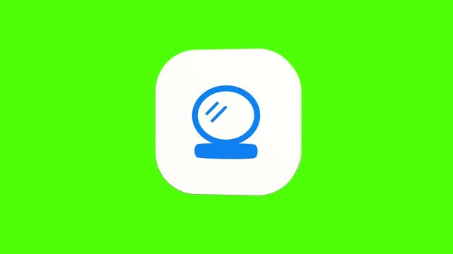 3D animated pocket compact mirror icon on a white rounded card with a green screen background. Smooth loop motion, perfect for mobile app UI, cosmetics makeup, and video editing elements. 