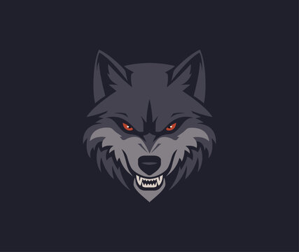 Abstract luxury Wolf head Mascot vector logo	