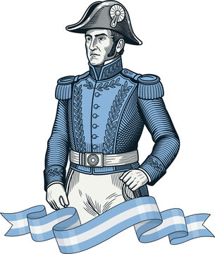 Ilustraci&oacute;n vectorial del General Jos&eacute; de San Mart&iacute;n, pr&oacute;cer y libertador de Argentina