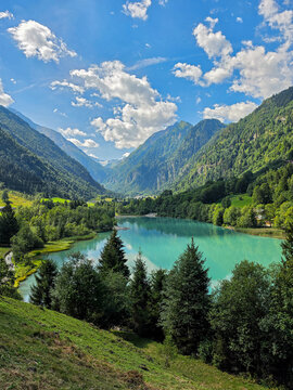 lake klammsee and mountains near kaprun, austria