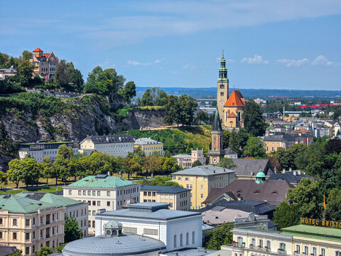 panorama of salzburg, roof top view