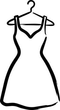 Dress on hanger vector icon for clothing, boutique and women fashion themes