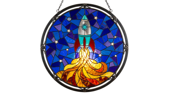 Rocket launch stained glass suncatcher
