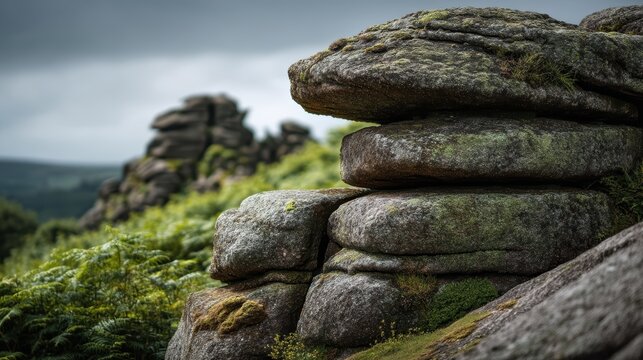 Unique granite rock formation at a moorland location