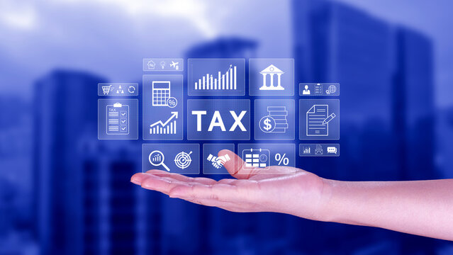 Online tax payment and financial planning concept. analyzing financial data and tax calculation to complete Individual income tax return, Government, state taxes, report. not ai