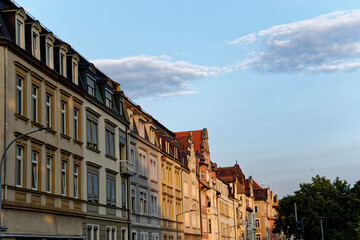 Naklejka premium Historic Residential Facades in Warm Evening Sunlight in Bamberg