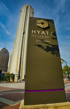 sign for the hyatt regency downtown columbus, ohio usa 2026