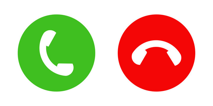 Green accept and red decline phone call buttons for smartphone mobile application user interface