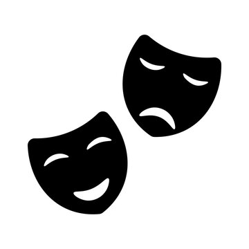 Black comedy and tragedy theater masks representing drama acting and performance art