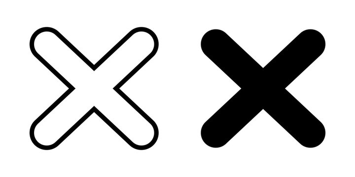 Black and white cross mark icons set for user interface design