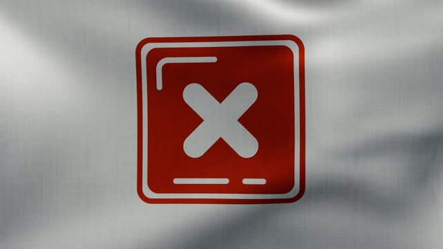 Cancel button on a flag fabric fluttering in the wind