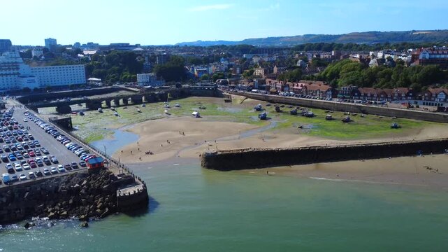 Folkestone Harbour Low Tide 4K