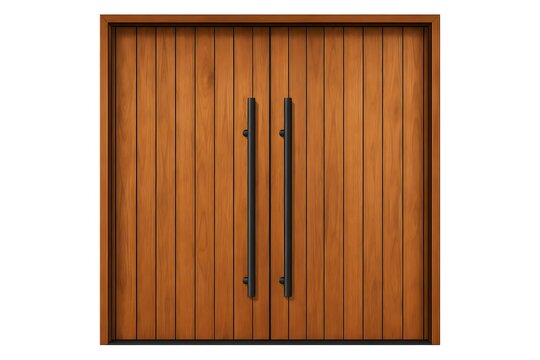 Isolated vector illustration of modern wooden louvered front double door
