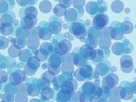 Abstract pattern featuring overlapping blue circles of varying sizes on a light blue background. The circles create a sense of depth and layering through their translucent appearance. This pattern off