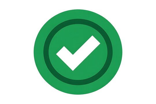 Green checkmark success icon on circular badge for approval confirmation and positive validation