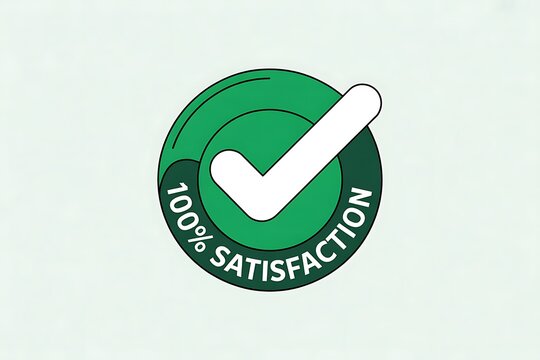 100 Percent Satisfaction Guarantee Icon with Green Checkmark for Business Success