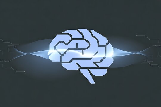 3D human brain with glowing neural network connections and digital data flow for AI technology
