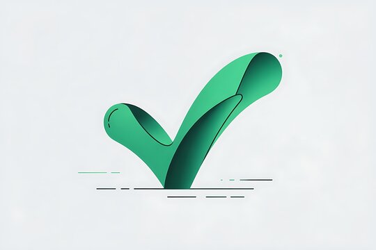 Minimalist green checkmark icon for success, approval, and confirmation in flat design vector illustration
