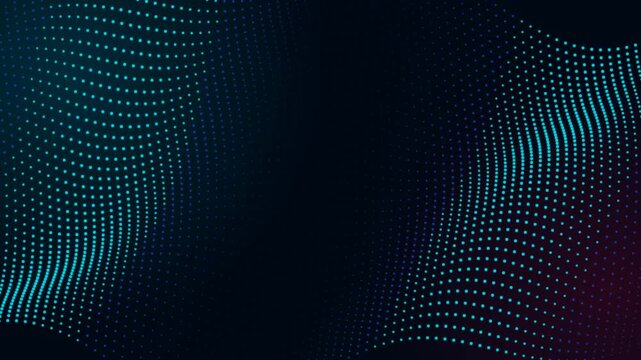 Abstract Blue Halftone Background with Dots, Waves, Circular Pattern and Digital Grid for Modern Technology, Business, Wallpaper, Texture and Vector Design