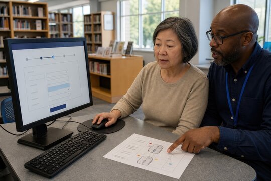 Adult Literacy Tutoring Public Library Computer