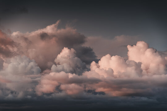 View of dramatic sunset clouds over the landscape of Vormsi, Laane County, Estonia.