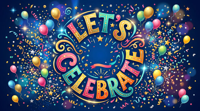 Colorful lets celebrate party greeting card design