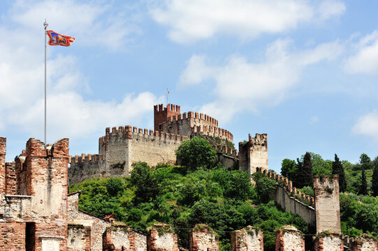 Medieval hilltop Castle of Soave, Soave, Verona, Veneto, Italy