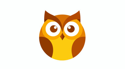 Obraz premium Brown and yellow owl face icon graphic.
