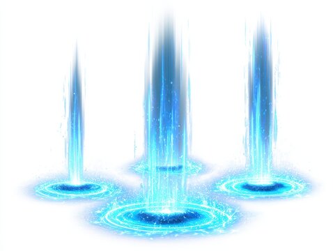 Abstract blue energy portal or magical light effect isolated on white background