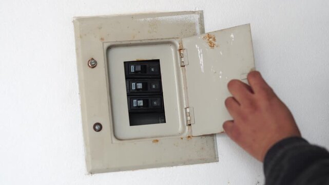 hand with switch opening a box containing an energy controller