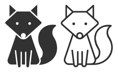 Fototapeta premium fox icons set black solid and outline vector illustrations on transparent background