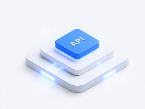 Abstract 3d icon representing api integration isolated on white background