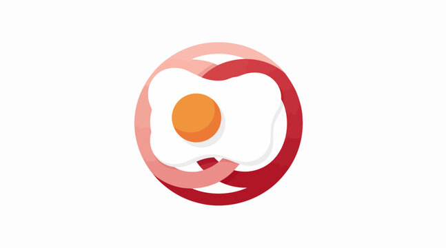 Circular breakfast egg and bacon food logo.