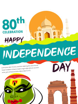 vector illustration of 15th August India Happy Independence Day. 