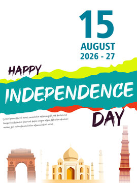 vector illustration of 15th August India Happy Independence Day. 